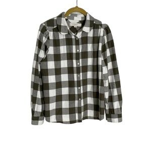 Loft Gingham Green White Button Down Small